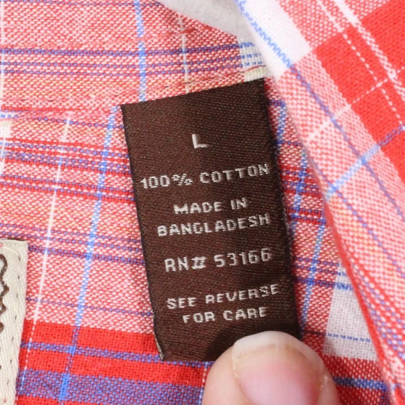 Bit & Bridle Western Plaid Button-Up Shirt – Red Blue White – Size Large - Picture 5 of 7